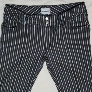 Vintage SIDE STREET Striped Grey Festival Flare Jeans